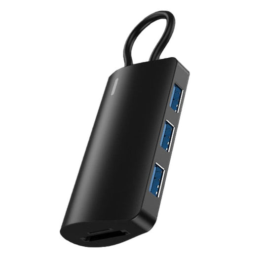 2395-05 5-in-1 USB-C Hub Aluminum Alloy Docking Station with 3 USB 3.0 + SD / TF Card Reader - Black