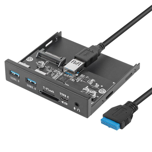Y29 3.5-inch Front Bay Expansion Dock 2xUSB3.0 + TF / SD Card Slot + Type-C + Audio Jack Expansion Panel