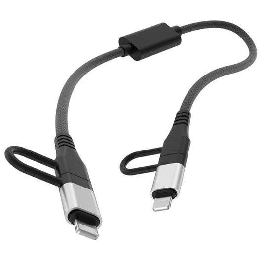 4-in-1 Lightning & Type-C Bidirectional Audio Recording Cable for Smartphones, Grey Silver