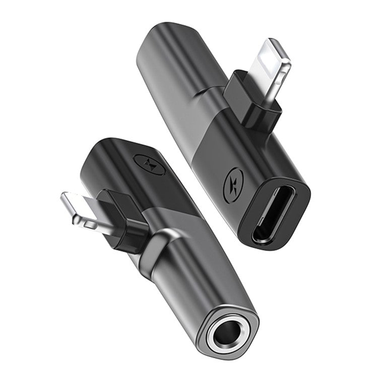 DAC Chip 8-Pin to 3.5mm Audio + Type-C Charging Port Adapter for iPhone - Grey