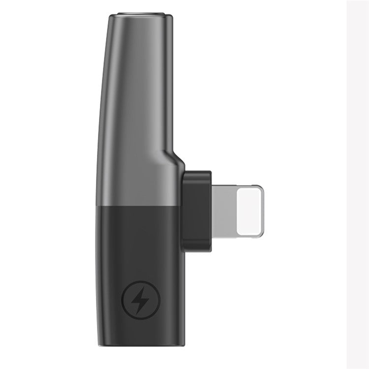 DAC Chip 8-Pin to 3.5mm Audio + Type-C Charging Port Adapter for iPhone - Grey