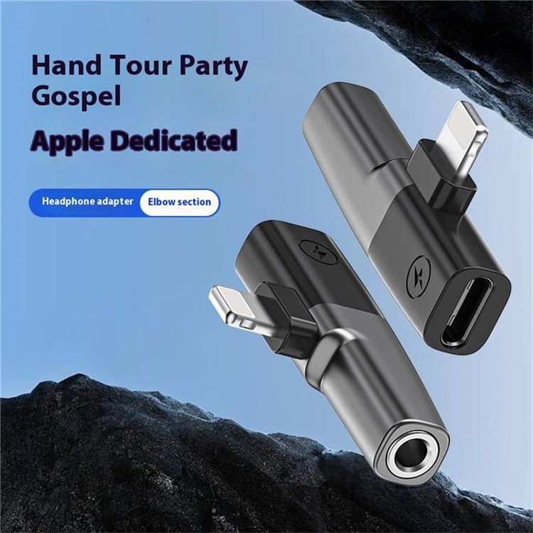 DAC Chip 8-Pin to 3.5mm Audio + Type-C Charging Port Adapter for iPhone - Grey