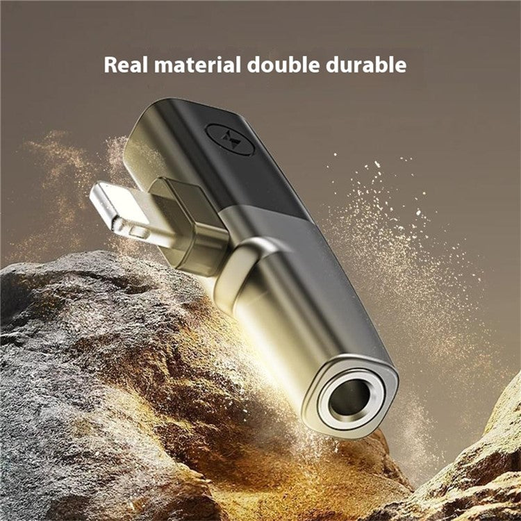 DAC Chip 8-Pin to 3.5mm Audio + Type-C Charging Port Adapter for iPhone - Grey