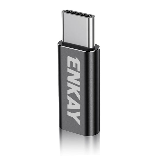For Universal ENKAY Aluminium Alloy 8Pin to Type-C Adapter iP to USB-C Converter for iPhone 15 / 16 Series - Black