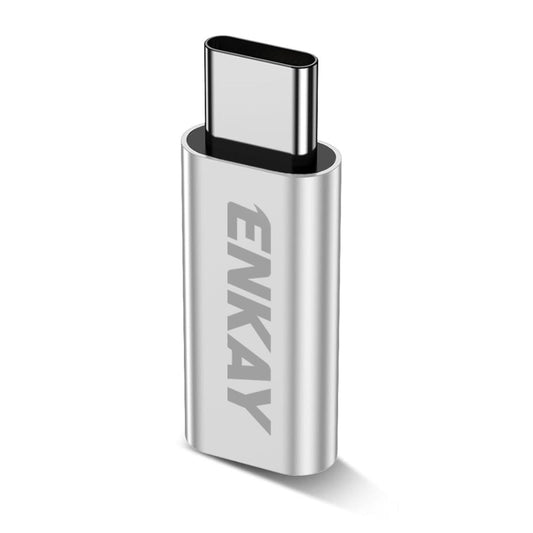 For Universal ENKAY Aluminium Alloy 8Pin to Type-C Adapter iP to USB-C Converter for iPhone 15 / 16 Series - Silver