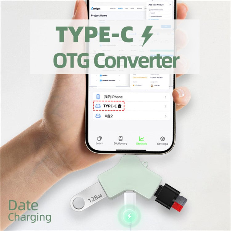 Type-C Multi Function Hub USB 3.0 8Pin Type-C Port Data Transfer Charging Adapter