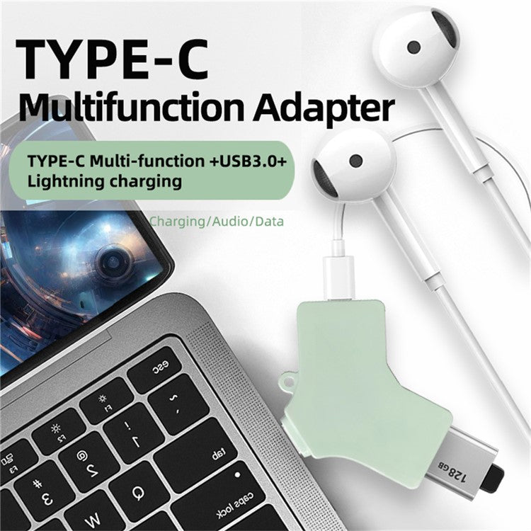 Type-C Multi Function Hub USB 3.0 8Pin Type-C Port Data Transfer Charging Adapter