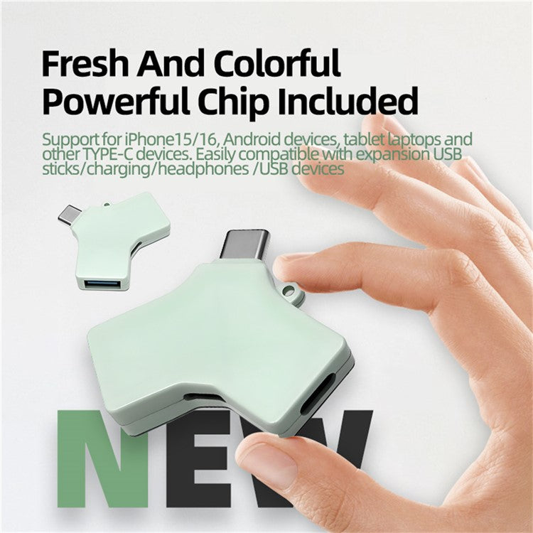 Type-C Multi Function Hub USB 3.0 8Pin Type-C Port Data Transfer Charging Adapter