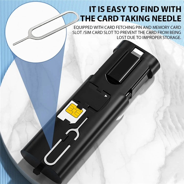 5 in 1 Multi Adapter Storage Box 60W 3A Type-C Fast Charging Cable Micro  /  8Pin  /  USB Adapter Set - Black