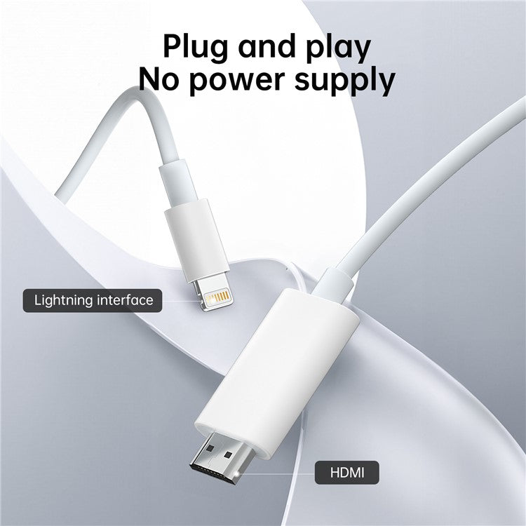 Lightning to HDMI Cable For iPhone / iPad 1080P HD Screen Mirroring Adapter Supports iOS 11.0+