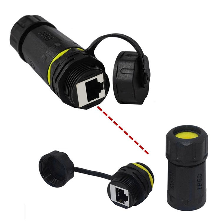 Single Port Cat 7 RJ45 Shielded Copper Ethernet Waterproof Connector Adapter for Outdoor / Industrial Use