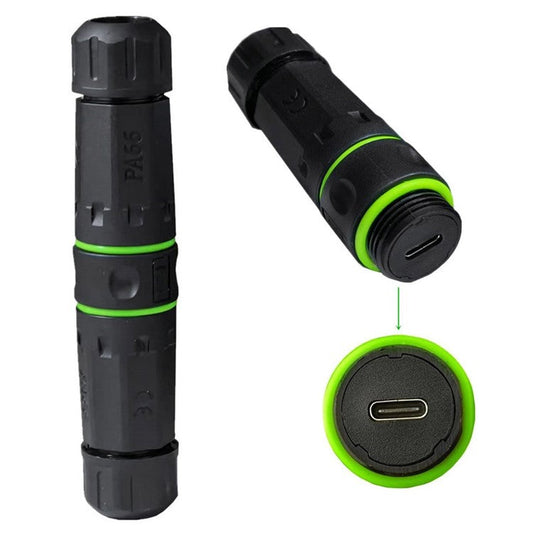 10Gbps Outdoor IP68 Waterproof Type-C Female to Female Adapter Connector for Data Transfer Charging