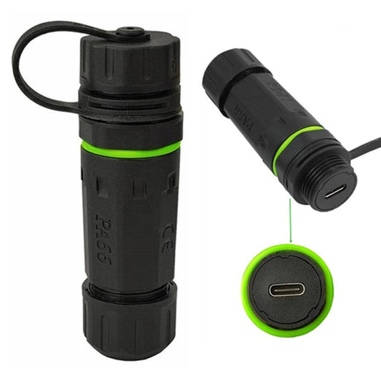 10Gbps IP68 Waterproof Docking Connector Single Port Type-C Female to Female Adapter with Protective Cover