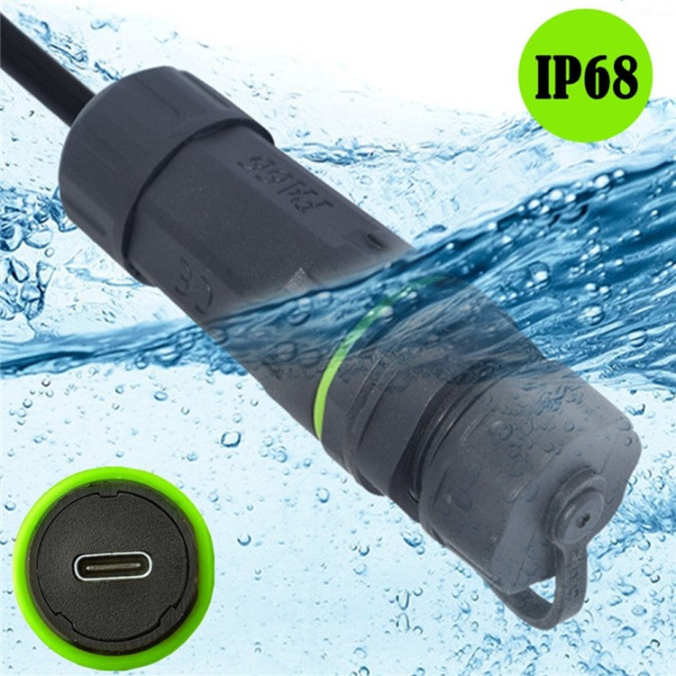 10Gbps IP68 Waterproof Docking Connector Single Port Type-C Female to Female Adapter with Protective Cover