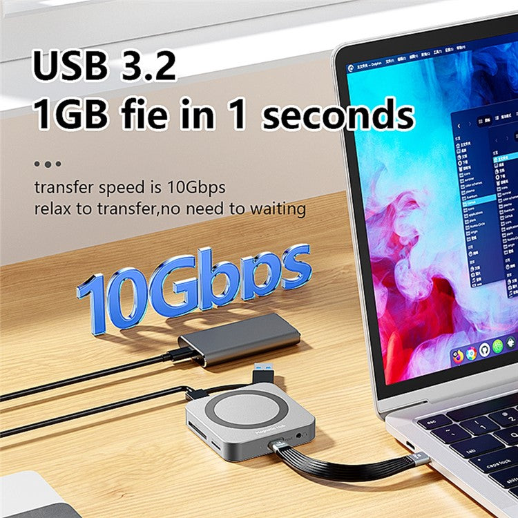 MC906 2230 M.2 Nvme SSD Enclosure Magnetic USB C Hub with HD Port SD / TF Card Slot