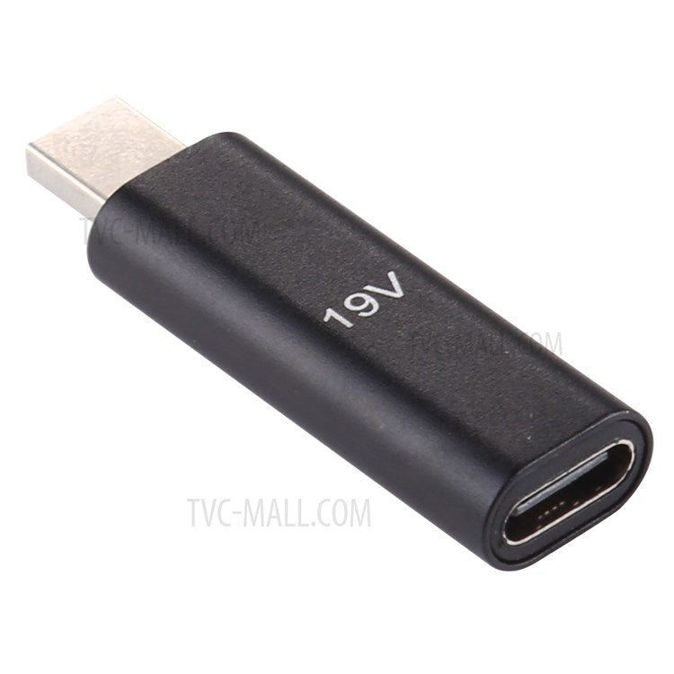 19V Type C Female to PD Male Aluminum Alloy Adapter Converter for ASUS - Black