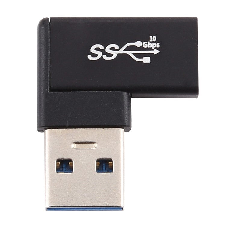 90 Degree Right Angle Type C Female to USB 3.0 Male 10Gbps Data Adapter for Laptop Desktop PC