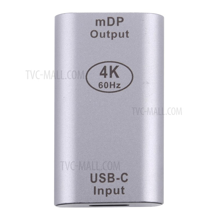 4K 60Hz USB 3.1 Type C Female to Mini DP Female Adapter Converter Silver for MacBook Chromebook Pixel