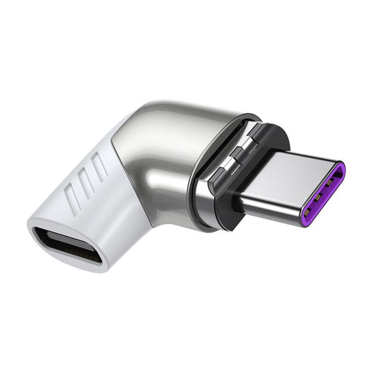 ESSAGER Elbow Magnetic Adapter 100W 5A Type-C Female to Type-C Male - Silver