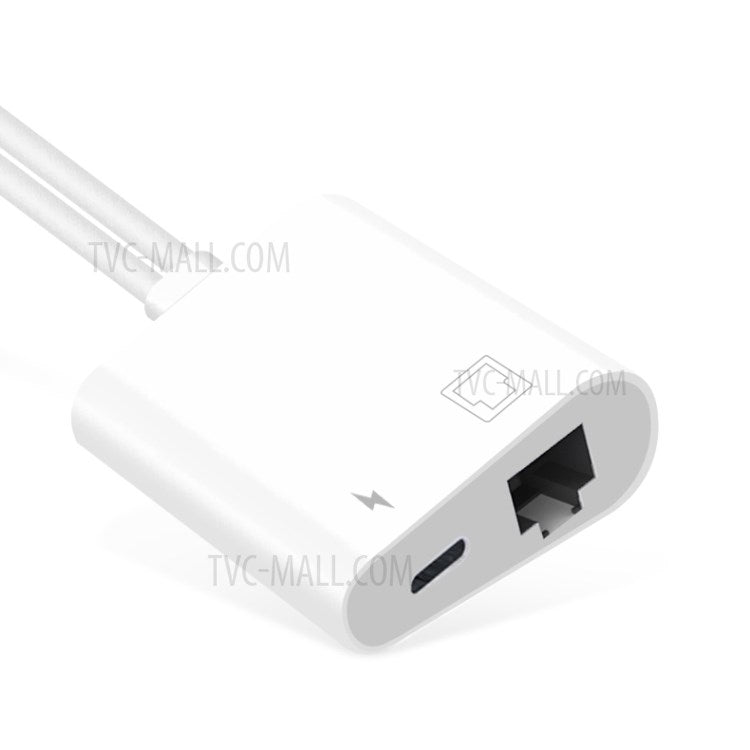 NK-1035 Pro 2 in 1 Type-C+8 Pin Male to RJ45+8 Pin Female Charging Adapter Cable Converter