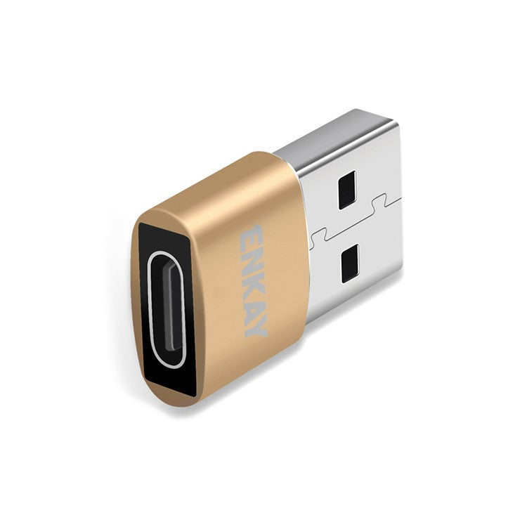 ENKAY HAT PRINCE ENK-AT105 USB Male to Type-C Female Adapter Connector Support Fast Charge Data Transfer - Gold