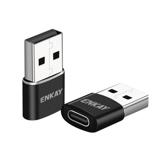 ENKAY HAT PRINCE ENK-AT105 USB Male to Type-C Female Adapter Connector Support Fast Charge Data Transfer - Black
