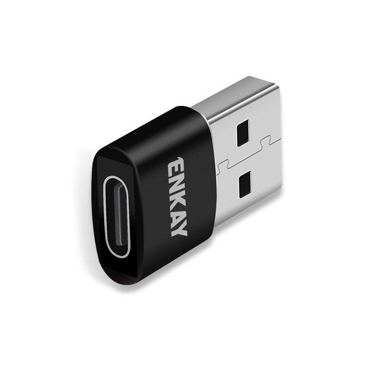 ENKAY HAT PRINCE ENK-AT105 USB Male to Type-C Female Adapter Connector Support Fast Charge Data Transfer - Black