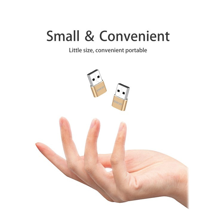 ENKAY HAT PRINCE ENK-AT105 USB Male to Type-C Female Adapter Connector Support Fast Charge Data Transfer - Black