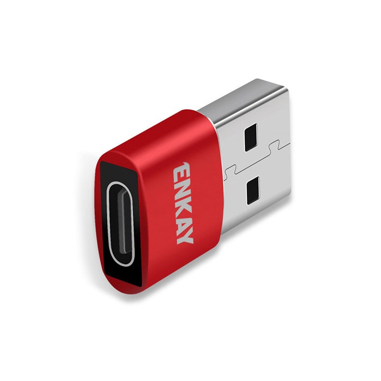 ENKAY HAT PRINCE ENK-AT105 USB Male to Type-C Female Adapter Connector Support Fast Charge Data Transfer - Red