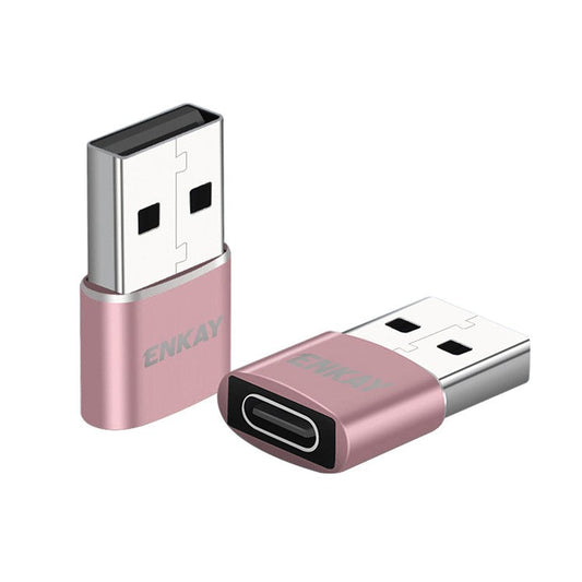 ENKAY HAT PRINCE ENK-AT105 USB Male to Type-C Female Adapter Connector Support Fast Charge Data Transfer - Rose Gold