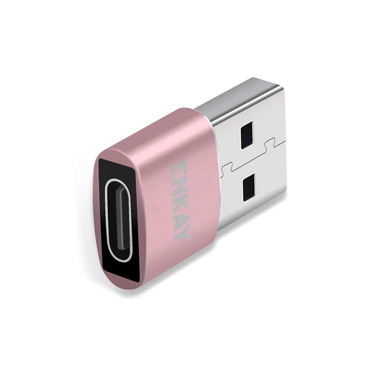 ENKAY HAT PRINCE ENK-AT105 USB Male to Type-C Female Adapter Connector Support Fast Charge Data Transfer - Rose Gold