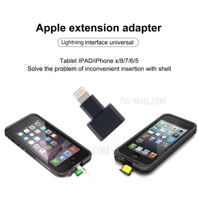8 Pin Female to 8 Pin Male Lightning Interface Adapter Connector for iPhone iPad - Black