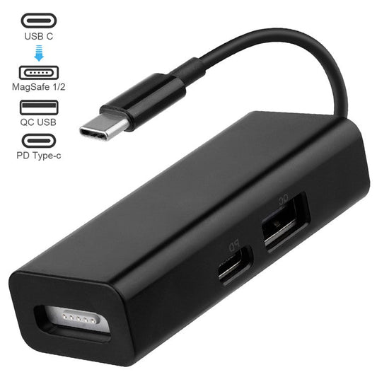 3-in-1 USB 3.1 Type-C to Compatible with MagSafe 1 / 2 Converter Magnetic Adapter for MacBook Pro Notebook Smartphone - Black