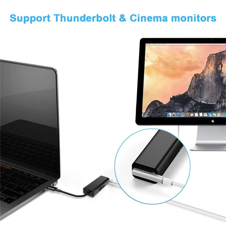 3-in-1 USB 3.1 Type-C to Compatible with MagSafe 1 / 2 Converter Magnetic Adapter for MacBook Pro Notebook Smartphone - Black