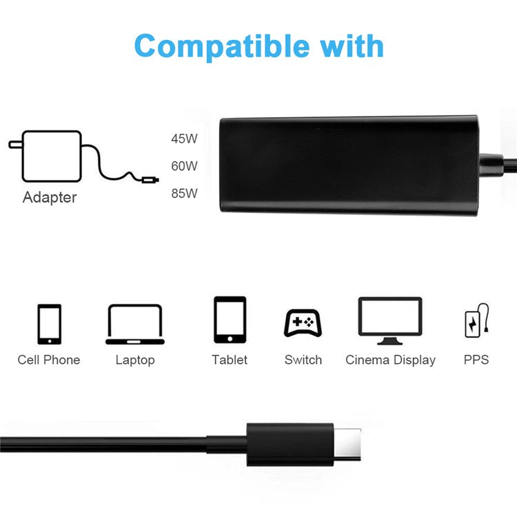 3-in-1 USB 3.1 Type-C to Compatible with MagSafe 1 / 2 Converter Magnetic Adapter for MacBook Pro Notebook Smartphone - Black