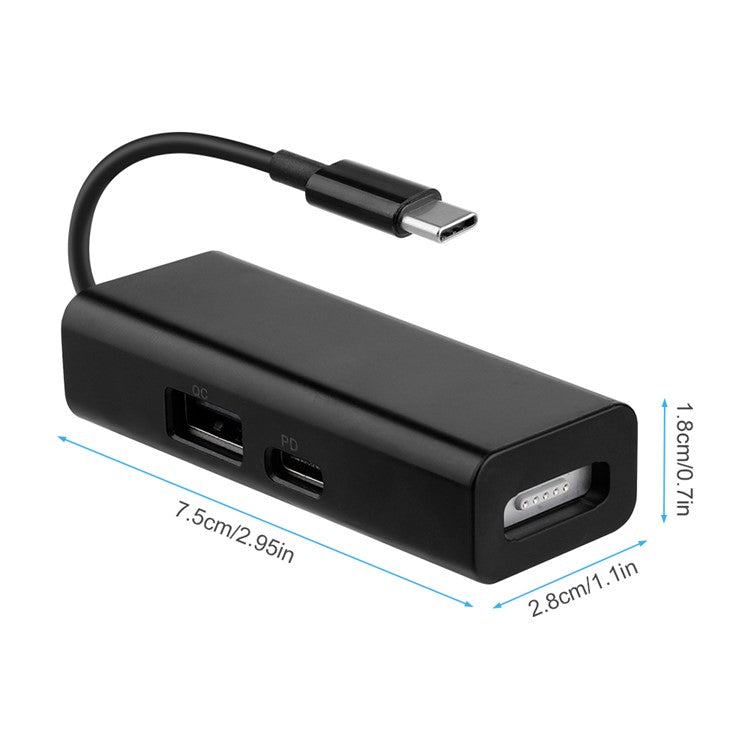 3-in-1 USB 3.1 Type-C to Compatible with MagSafe 1 / 2 Converter Magnetic Adapter for MacBook Pro Notebook Smartphone - Black