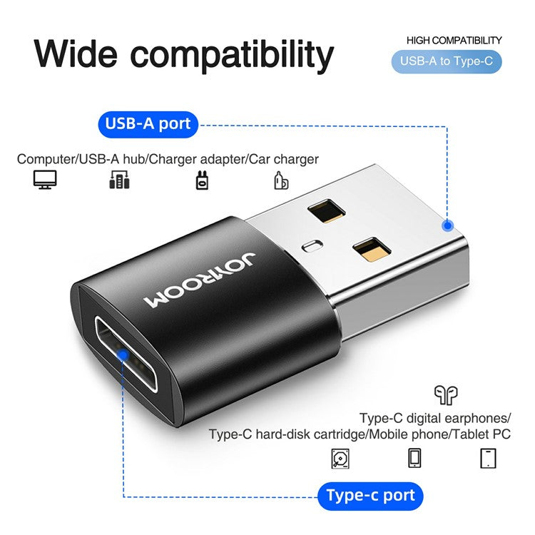 2pcs JOYROOM S-H152 USB to Type C OTG Adapter USB Male to USB-C Female Converter for Laptop Mobile Phone