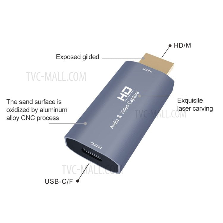 Z50 Type-C Female to 4K HDMI Male Live Streaming Broadcasting Audio Video Capture Card