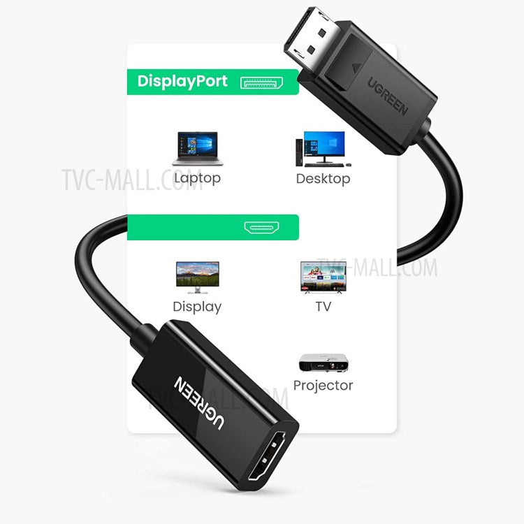 UGREEN 40362 HD 1080P DisplayPort DP to HDMI Adapter Audio Video Converter