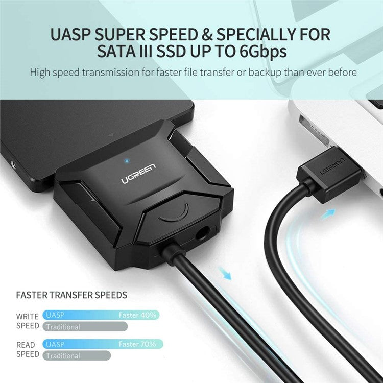 UGREEN 20231 SATA to USB 3.0 Adapter Cable for 3.5/2.5 Inches SSD HDD SATA III Hard Drive Disk Converter for Samsung Seagate WD Hitachi Toshiba