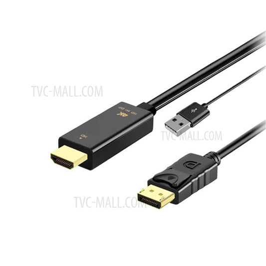 H147 HDMI+USB 2.0 Male to DisplayPort Male Converter HD Conversion Cable for Monitor Projector HDTV - 1.8m