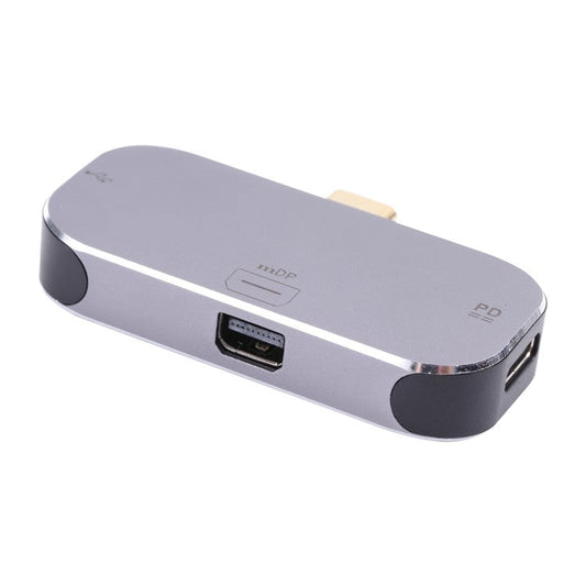 3-in-1 Type-C Male to Dual Type-C Ports+Mini DP Female Adapter Converter