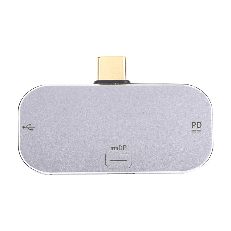 3-in-1 Type-C Male to Dual Type-C Ports+Mini DP Female Adapter Converter