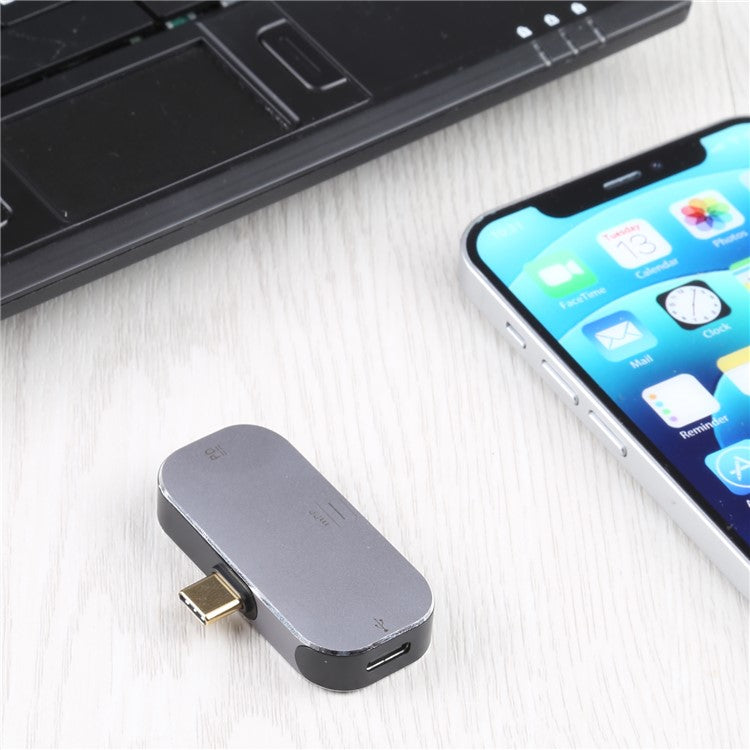 3-in-1 Type-C Male to Dual Type-C Ports+Mini DP Female Adapter Converter