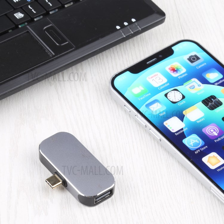 3-in-1 Type-C Male to Type-C+USB+DP Female Converter Adapter