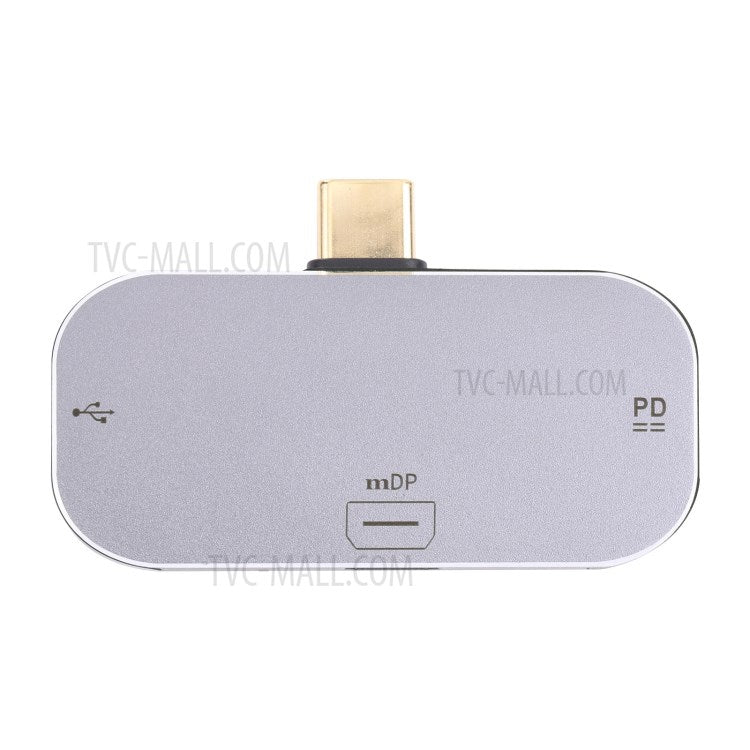 3-in-1 Type-C Male to Type-C Charging Port+USB+Mini DP Female Converter Adapter