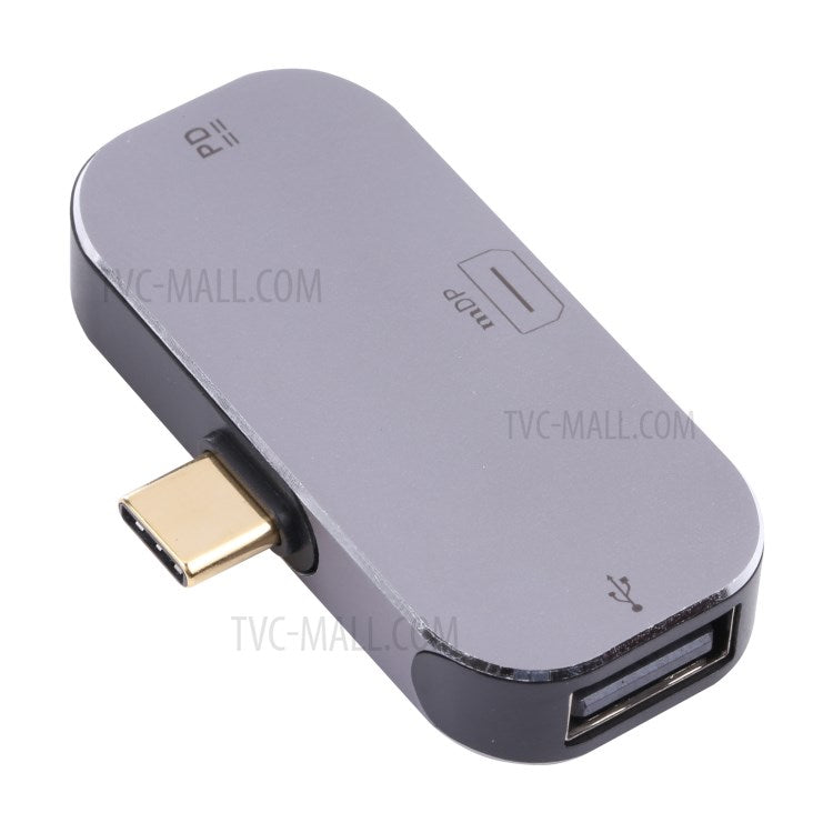 3-in-1 Type-C Male to Type-C Charging Port+USB+Mini DP Female Converter Adapter