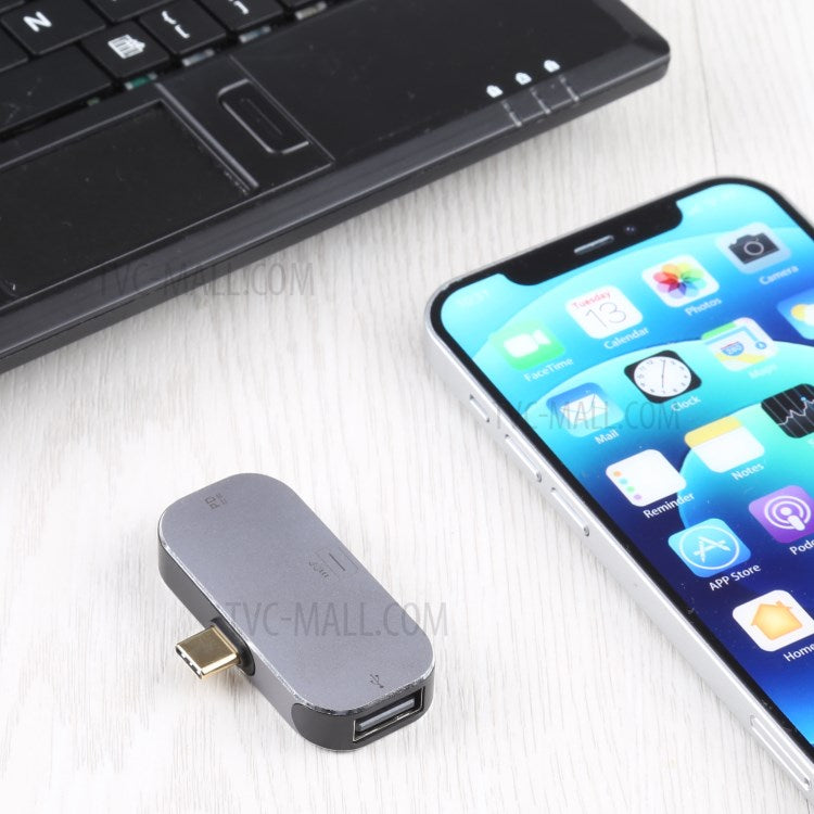 3-in-1 Type-C Male to Type-C Charging Port+USB+Mini DP Female Converter Adapter