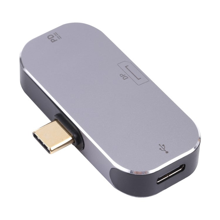 3-in-1 Type-C Male to Dual Type-C+DP Female Converter Fast Charging Data Transmission Adapter