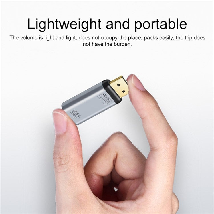 Portable 2-in-1 4K 60Hz DP Male to Type-C Charging + Type-C Female Adapter